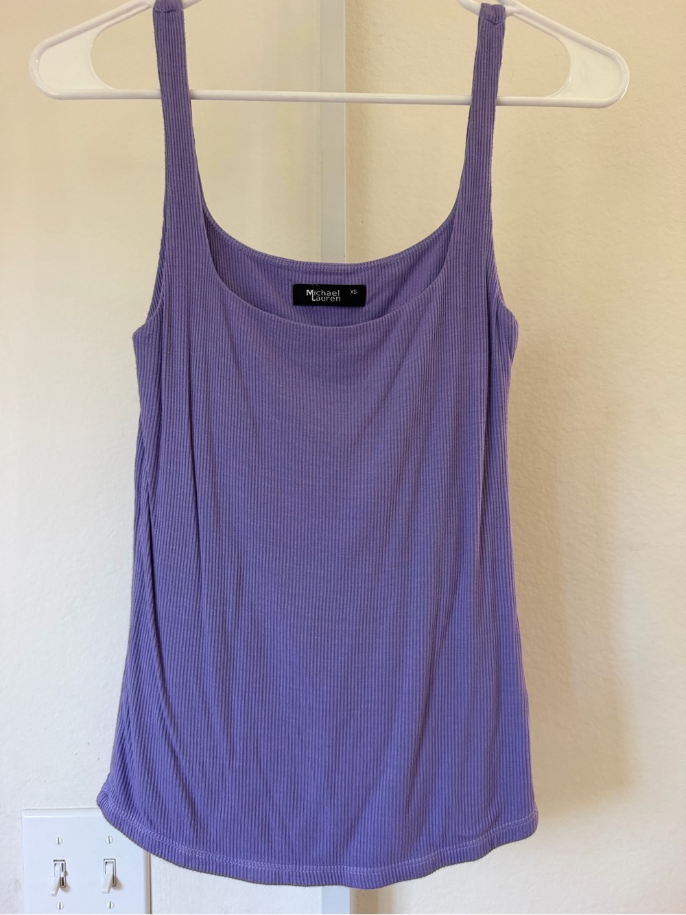 Michael Lauren purple Ribbed Scoop Tank